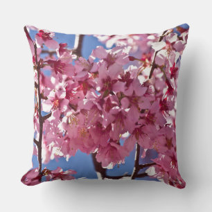 Sakura Cherry Blossoms Red Stars Cushion
