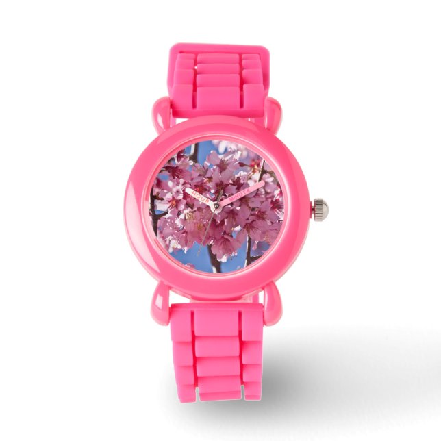 Sakura Cherry Blossoms Red Stars Watch (Front)