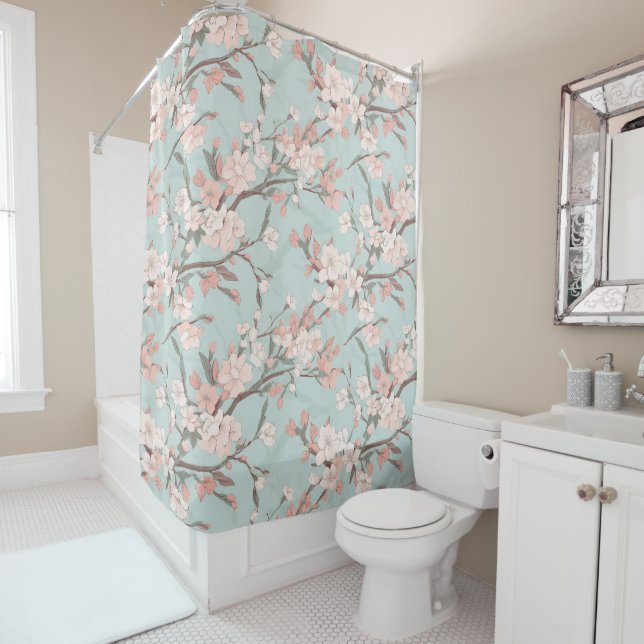 Sakura Cherry Blossoms Shower Curtain (In Situ)