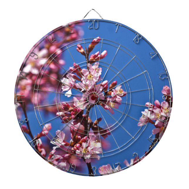 Sakura Cherry Blossoms Touching Blue Dartboard (Front)