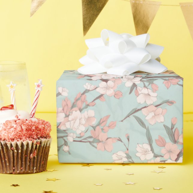 Sakura Cherry Blossoms Wrapping Paper (Birthday Party)
