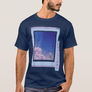 Sakura Cute Anime Vaporwave Japanese Night City T- T-Shirt