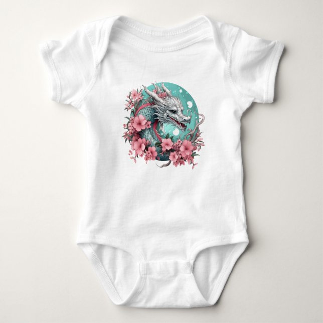 Sakura Dragon Baby Bodysuit (Front)