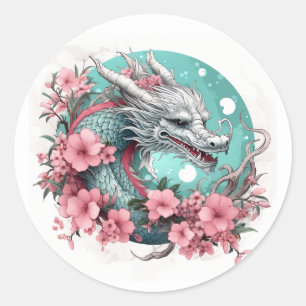 Sakura Dragon Classic Round Sticker
