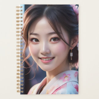 Sakura Dreams Anime Girl with Cherry Blossoms Planner