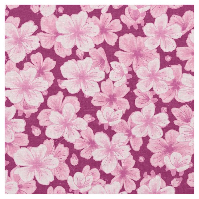 Sakura Flower Illustration Fabric (Close Up)