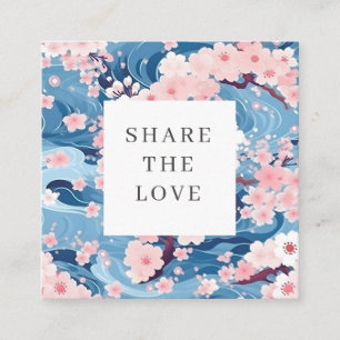Sakura Flower Navy Waves Loyalty Card
