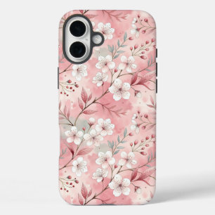 Sakura Flower Pattern Pink iPhone 16 Plus Case