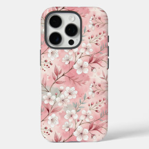 Sakura Flower Pattern Pink iPhone 16 Pro Case