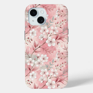 Sakura Flower Pattern Pink iPhone 15 Case