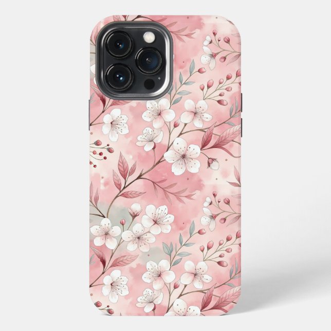 Sakura Flower Pattern Pink  iPhone Case (Back)
