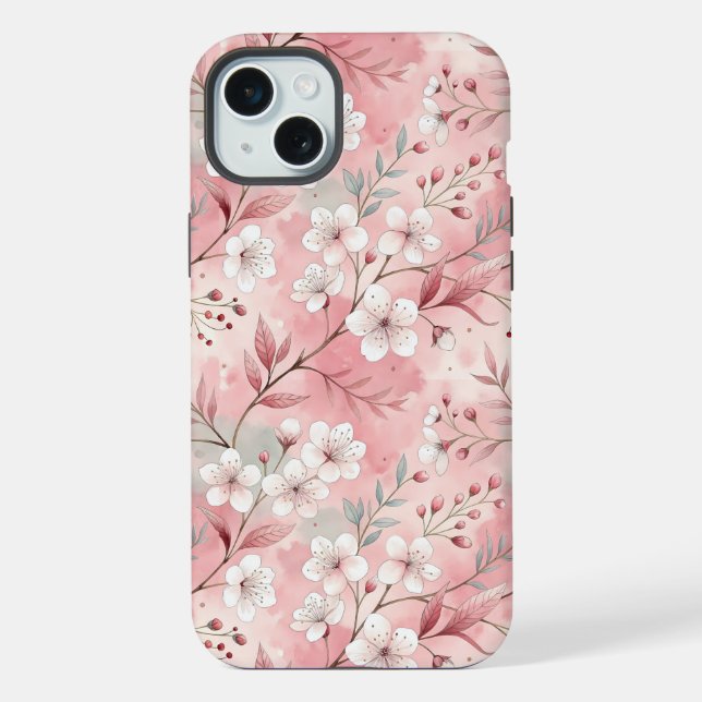 Sakura Flower Pattern Pink  iPhone Case (Back)