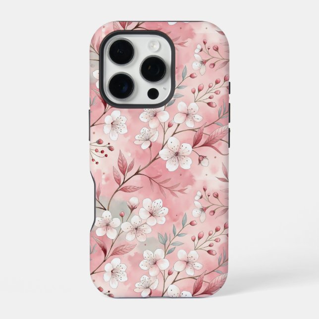 Sakura Flower Pattern Pink  iPhone Case (Back)
