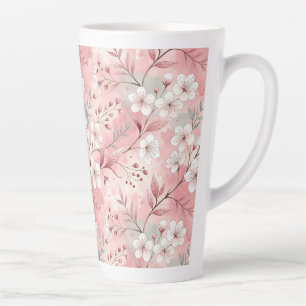 Sakura Flower Pattern Pink Latte Mug