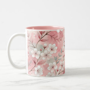 Sakura Flower Pattern Pink Two-Tone Coffee Mug