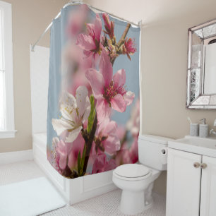 Sakura Flower, Pink Japanese Flower Shower Curtain