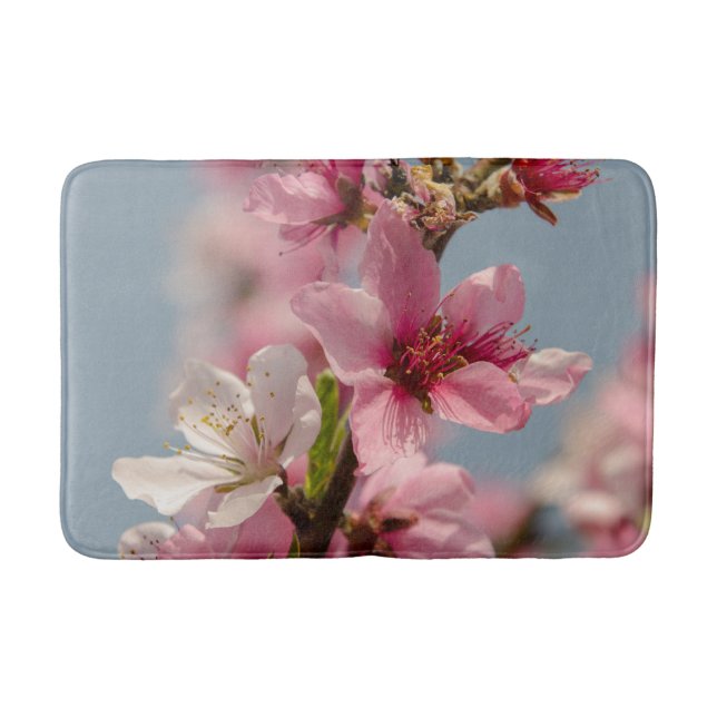 Sakura Flower, Pink Japanese Photography Bath Mat (Front)
