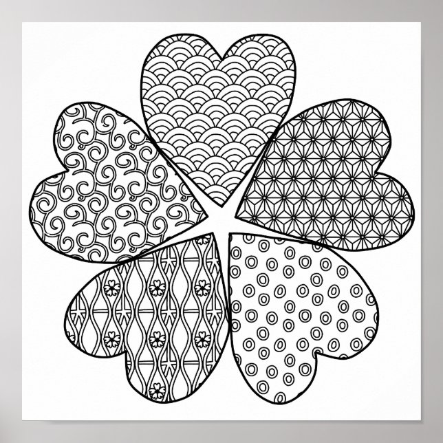 Sakura Flower with Patterns Colour Your Own Poster (Front)