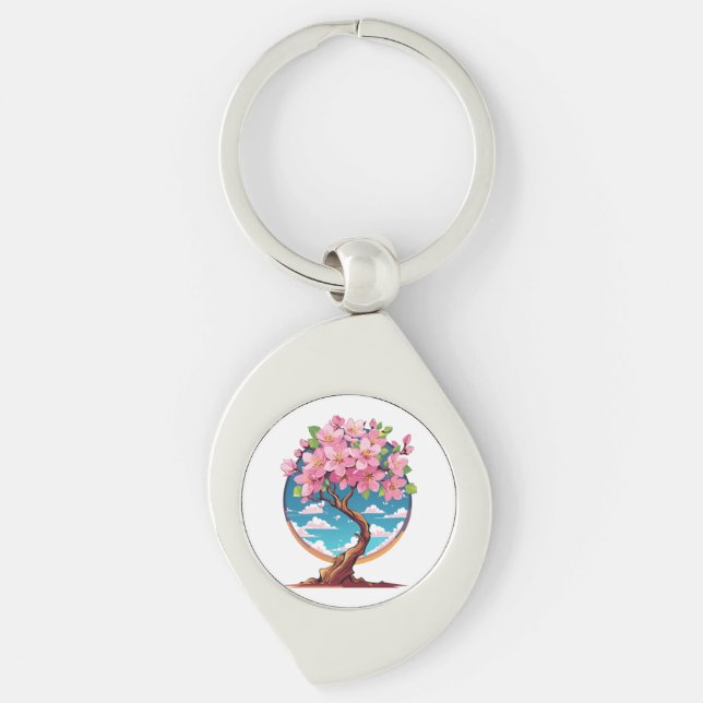 Sakura flowers blossom key ring (Front)