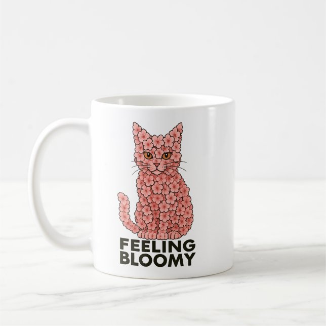 Sakura Flowers Cat Feeling Bloomy Coffee Mug (Left)