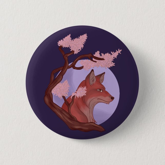 Sakura Fox 6 Cm Round Badge (Front)