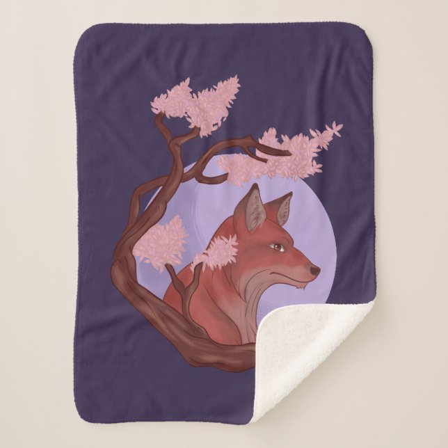 Sakura Fox Sherpa Blanket (Front)