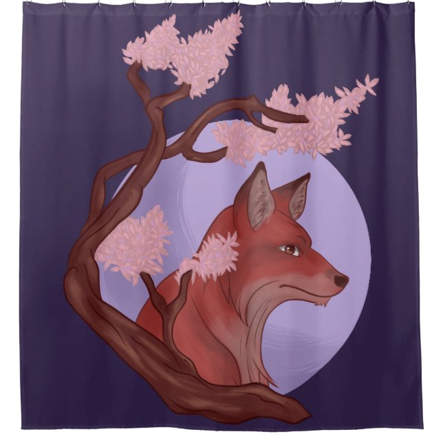 Sakura Fox Shower Curtain (Front)