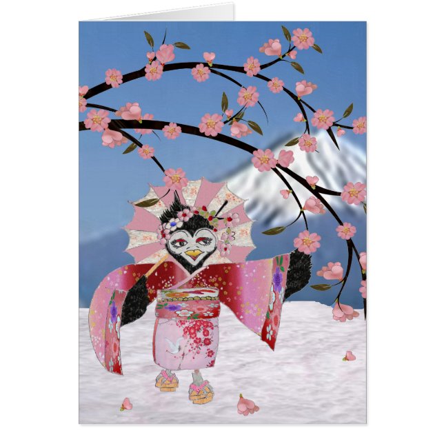 Sakura Geisha Bird in the Snow Cherry Blossoms (Front)
