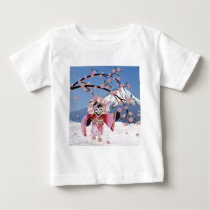 Sakura Geisha Bird in the Snow Cherry Blossoms Baby T-Shirt
