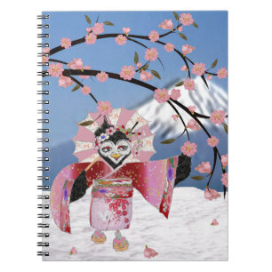 Sakura Geisha Bird in the Snow Cherry Blossoms Notebook