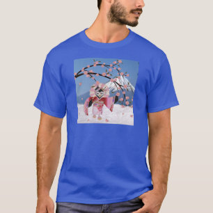 Sakura Geisha Bird in the Snow Cherry Blossoms T-Shirt