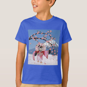Sakura Geisha Bird in the Snow Cherry Blossoms T-Shirt