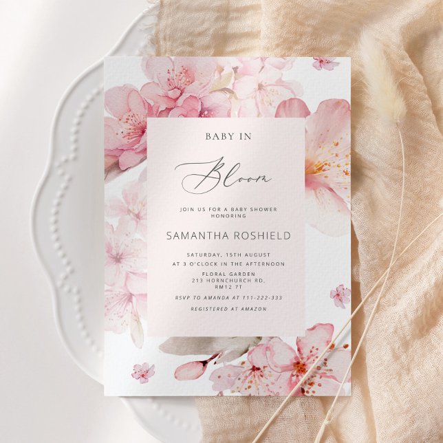 Sakura girl Baby in bloom baby shower Invitation (Creator Uploaded)
