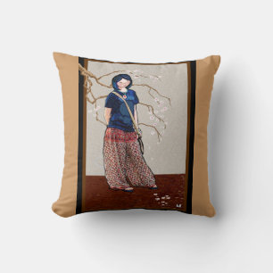 sakura girl cherry blossoms cushion