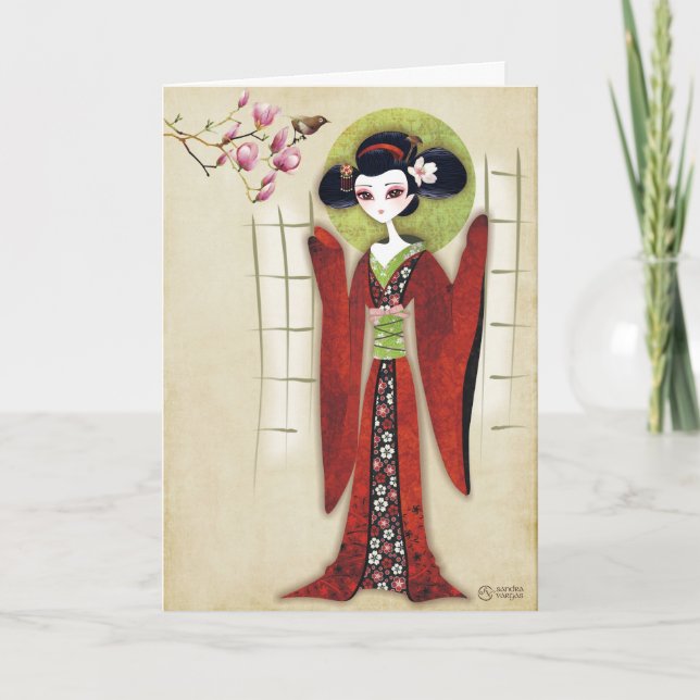 Sakura Girl Greeting Card (Front)