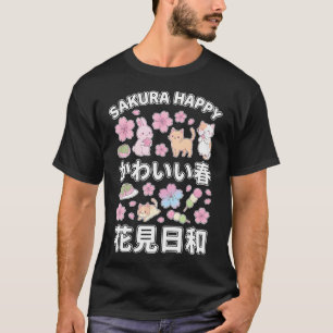 Sakura Happy Kawaii Cat Bunny Cherry Blossom T-Shirt