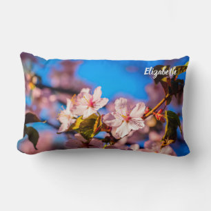 Sakura In Pink And Blue Lumbar Cushion