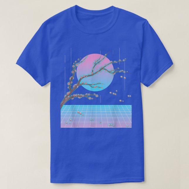 Sakura Japanese Aesthetic Flower Vaporwave Cherry  T-Shirt (Design Front)