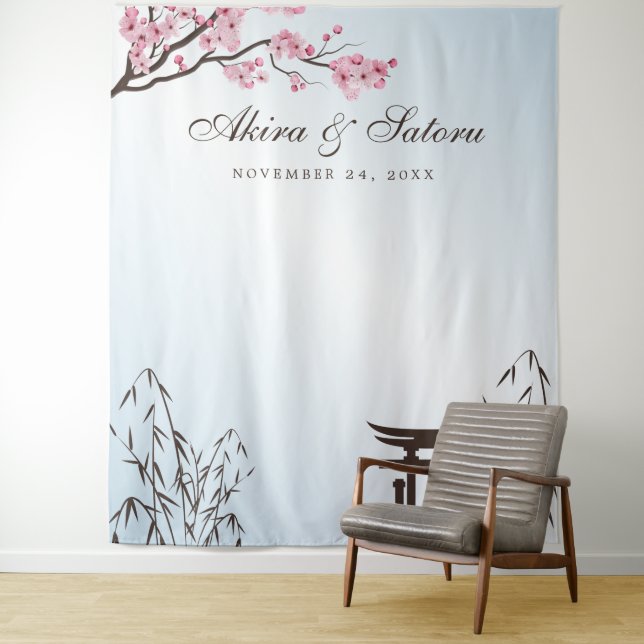 Sakura Japanese Cherry Blossom Asia Photo Backdrop Tapestry (In Situ)