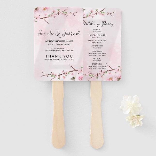 Sakura Japanese Cherry Blossom Asian Hand Fan (Front and Back)