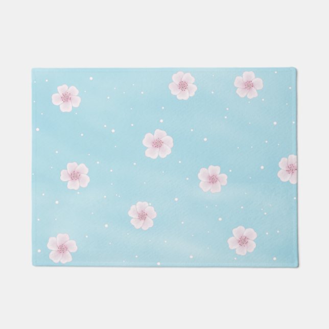 Sakura Japanese Cherry Blossom Floral Doormat (Front)