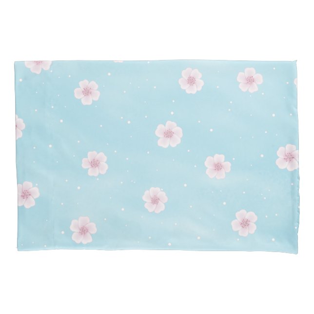 Sakura Japanese Cherry Blossom Floral Pillowcase (Front-Left)