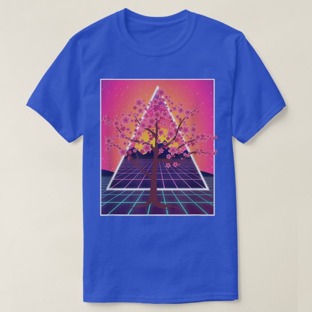 Sakura Japanese Flower 90s Vaporwave Sunset Cherry T-Shirt (Design Front)