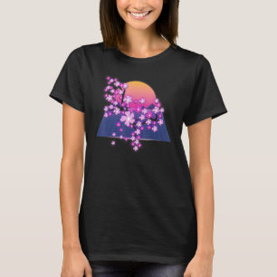 Sakura Japanese Flower Sunset Vaporwave Cherry Blo T-Shirt