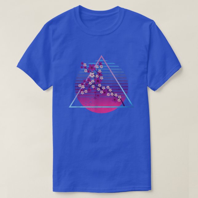 Sakura Japanese Flower Synthwave Vaporwave Cherry  T-Shirt (Design Front)