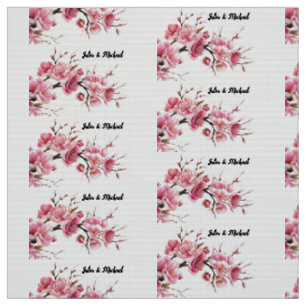 Sakura Japanesse Flowers Chic Waterrcolor Fabric
