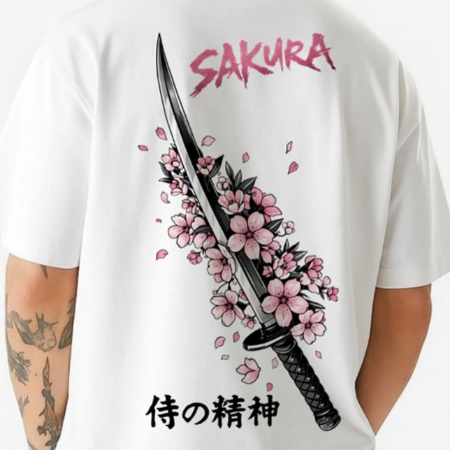 Sakura Katana Japanese Aesthetic Streetwear T-Shirt (Sakura Katana Japanese Aesthetic Streetwear)