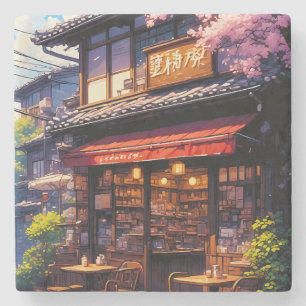 Sakura Kissa  - Cherry Blossom Café Stone Coaster