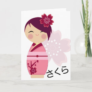 Sakura Kokeshi Card