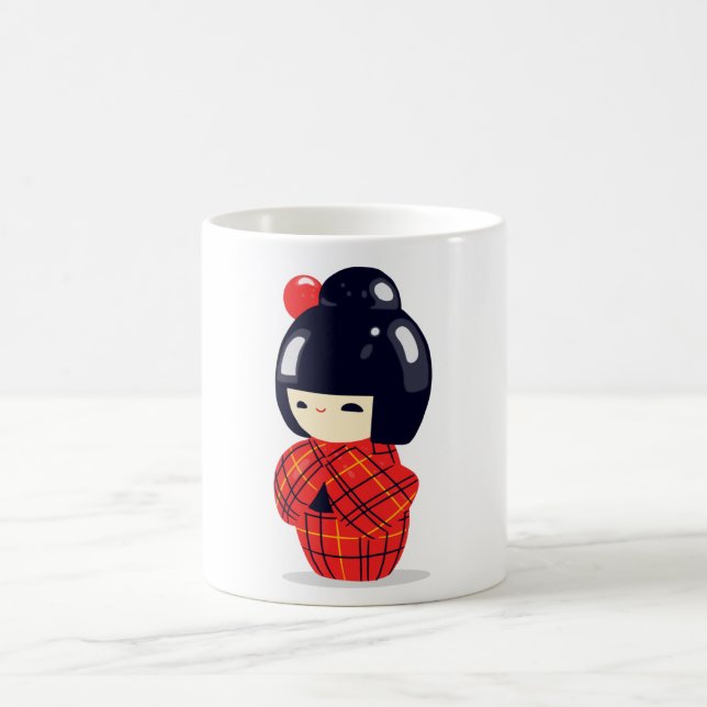 Sakura Kokeshi Doll Coffee Mug (Center)